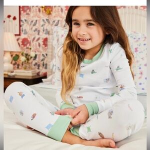 Lake Sleepover Theme Kids Pajamas with Fun Print and Green Accents